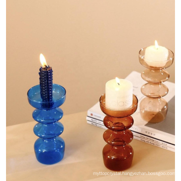 custom colored Scandi glass candle holder candlestick